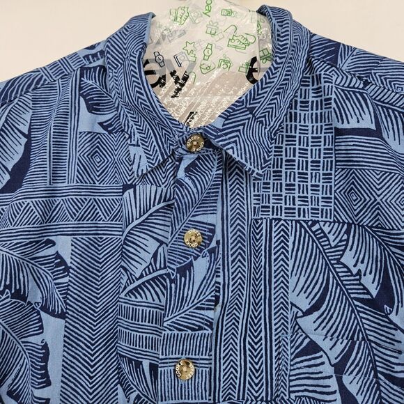 Cooke Street Shirt Mens Large Hawaiian Blue Tapa Camp Button Up All Over Print - Picture 2 of 10